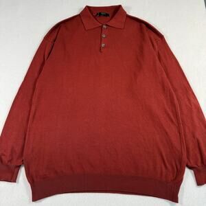 Raffi Mens long sleeve knit polo shirt three buttons sweater size large